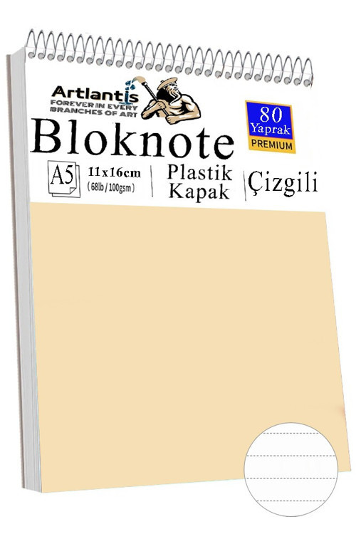Telli Masaüstü Not Defteri Çizgili A5 Orta Boy 1 Adet Masa Üstü Plastik Kapaklı Spiralli Bloknot Blocknote 80 Yaprak