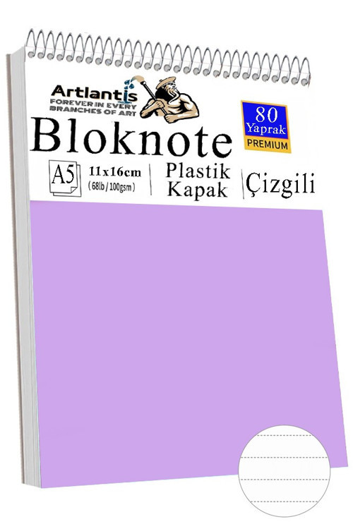 Telli Masaüstü Not Defteri Çizgili A5 Orta Boy 1 Adet Masa Üstü Plastik Kapaklı Spiralli Bloknot Blocknote 80 Yaprak