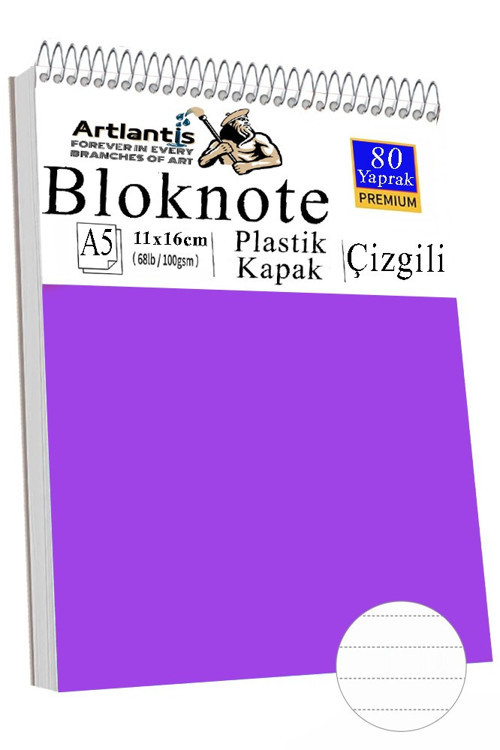 Telli Masaüstü Not Defteri Çizgili A5 Orta Boy 1 Adet Masa Üstü Plastik Kapaklı Spiralli Bloknot Blocknote 80 Yaprak