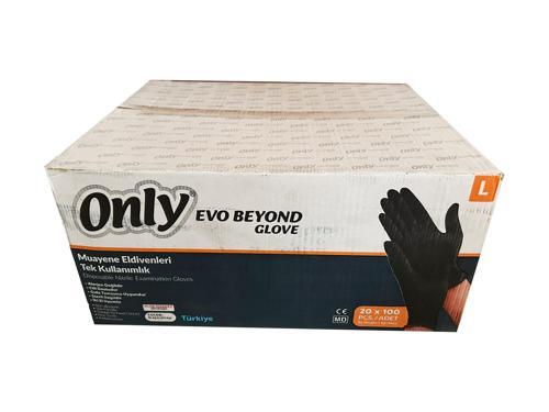 Only Evo Beyond Siyah Pudrasız Nitril Eldiven - Muayne İş Eldiveni - Large - 100'lü 20 Paket