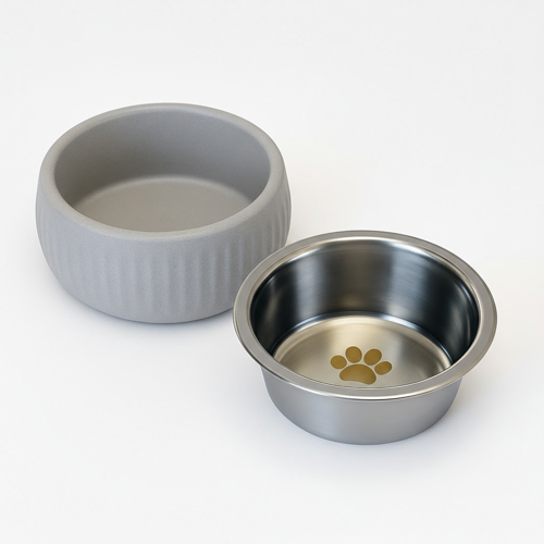 Organik Seramik Mama Kabı Kimyasal İçermez Paslanmaz Çelik İç Kap 250ml