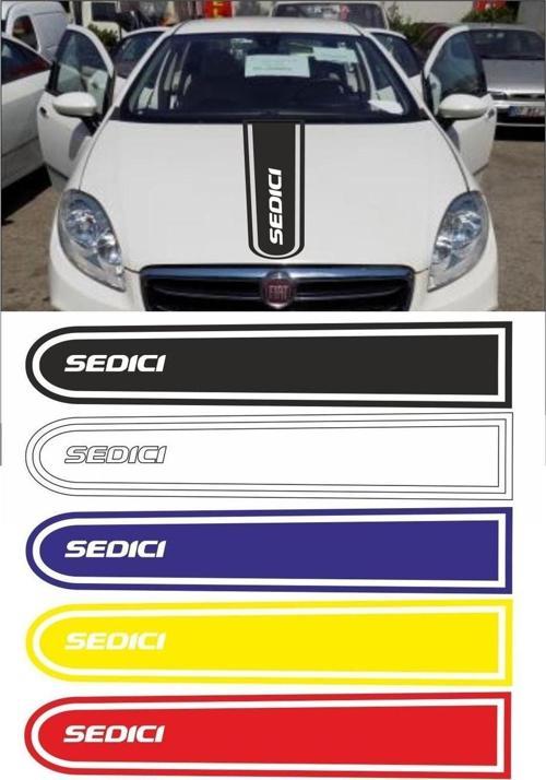 Fiat Sedici Logolu Otomobil Ön Kaput Şeridi Kaput Sticker Beyaz
