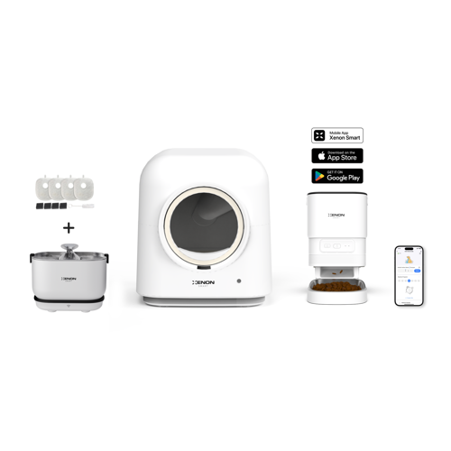 Akıllı Otomatik Kedi Tuvaleti 4LT Çelik Hazneli Mama Kabı Akıllı Bataryalı Su Pınarı ve Yedek Filtre Pet Seti