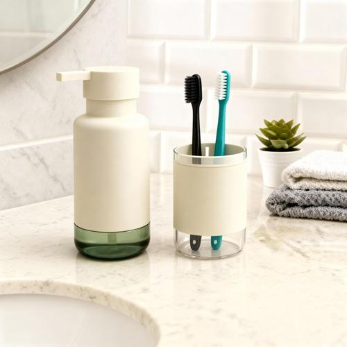 2'li Sıvı Sabunluk ve Diş Fırçalık Seti Modern Banyo Düzenleyici Sabun