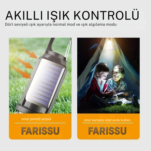 Farissu ALASKA T01-B Type-C ve Solar Şarjlı Sıcak Işık (Warm Light) Kamp Lambası 3
