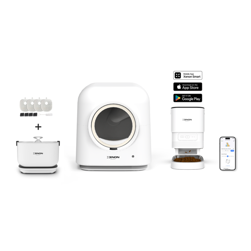 Akıllı Otomatik Kedi Tuvaleti 4LT Çelik Hazneli Mama Kabı Bataryalı Su Pınarı ve Yedek Filtre Pet Seti