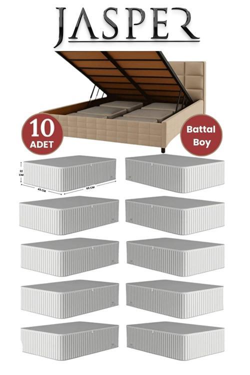 Antrasit Çizgili Büyük Boy Baza Altı Ve Çekyat Hurç - 65x45x22 Cm - Organizer.