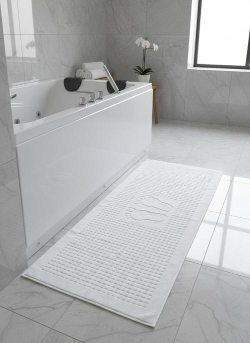 Zivra Beyaz Ayak Havlusu - 60x130Cm, 690Gr, %100 Pamuk, Spa Ve Otel Banyo Paspası, Günlük Kullanıma