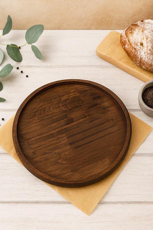 25 Cm Yuvarlak Doğal Ahşap Kayın Ağacı Sunumluk | Supla | Servis Tepsisi | Mumluk | Düzenleyici | Sunum Tabağı
