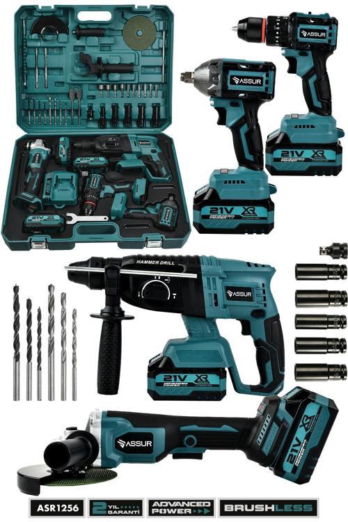 21V 4'lü Set Taşlama - Somun Sıkma Sökme - Akülü Vidalama - Kırıcı Delici Hilti