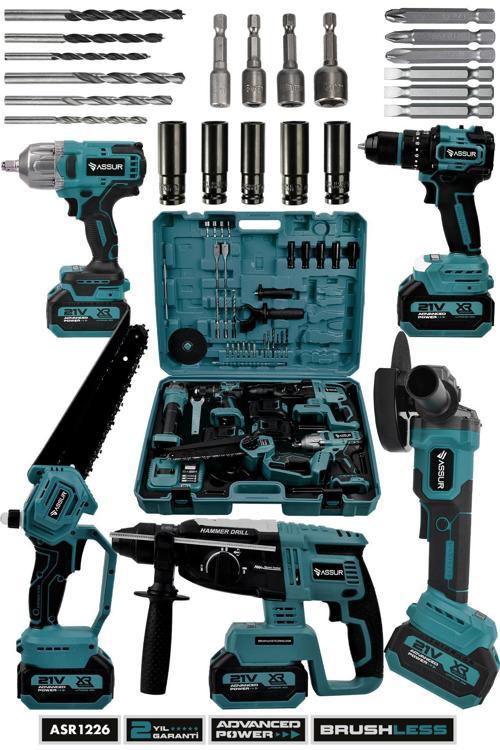21V 5'li Set Kırıcı Delici Hilti - Taşlama - Somun Sıkma Sökme - Testere - Akülü Vidalama