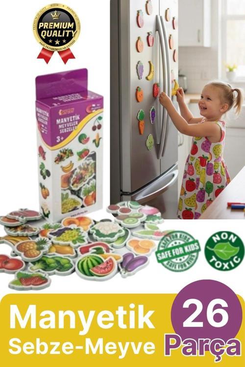 Yeni Nesil Eğlenceli Eğitici Öğretici El Göz Koordinasyonu Oyun Manyetik Sebze Ve Meyveler 26 Parça