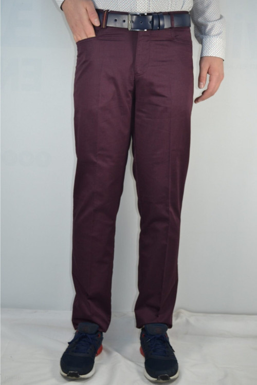 Erkek Bordo Likralı Pantolon