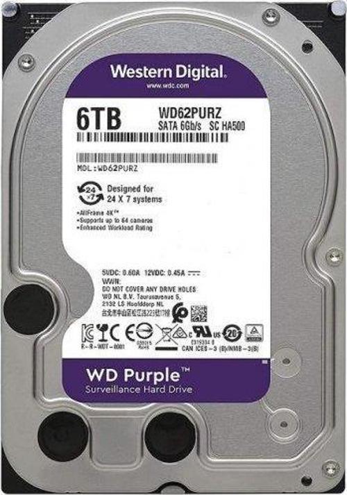 WD62PURZ Purple 6 Tb 5400rpm 64mb Sata3 180tb/Y 7/24 Güvenlik Harddiski