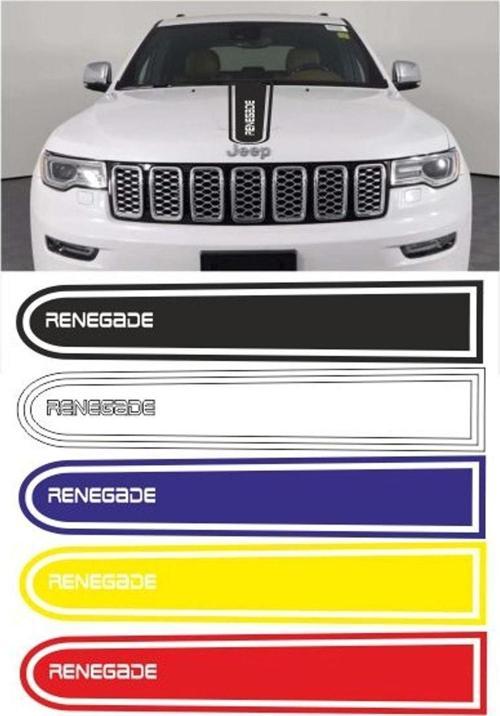 Jeep Renegade Logolu Otomobil Ön Kaput Şeridi Kaput Sticker Siyah
