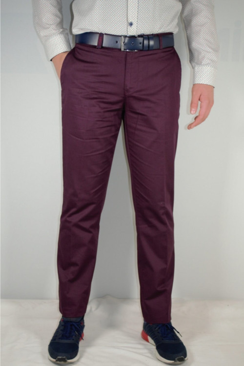 Erkek Bordo Terry Nikralı Pamuk Düz Büyük Beden Pantolon 915