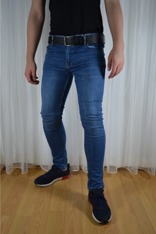 Erkek Mavi Agree Slim Davıt Kot Pantolon