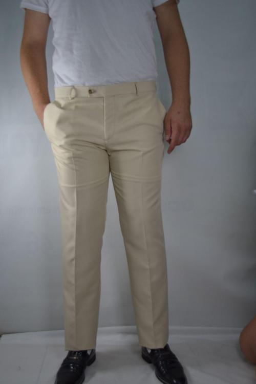 Slım Petek Desenlı Krem Kumaş Pantolon