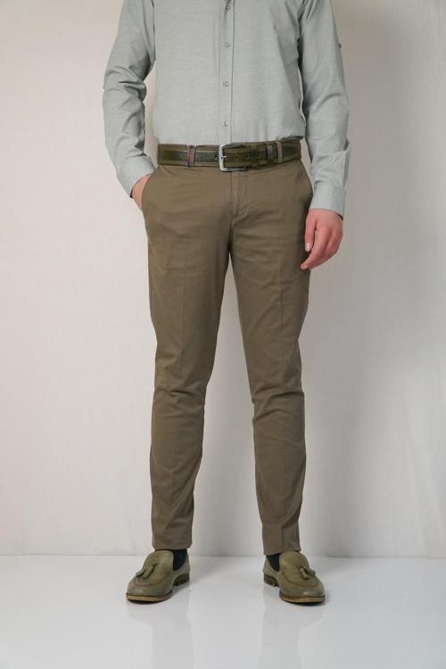 Erkek Haki Pantolon Lapılot Reaktıv Yarı Slım Düz