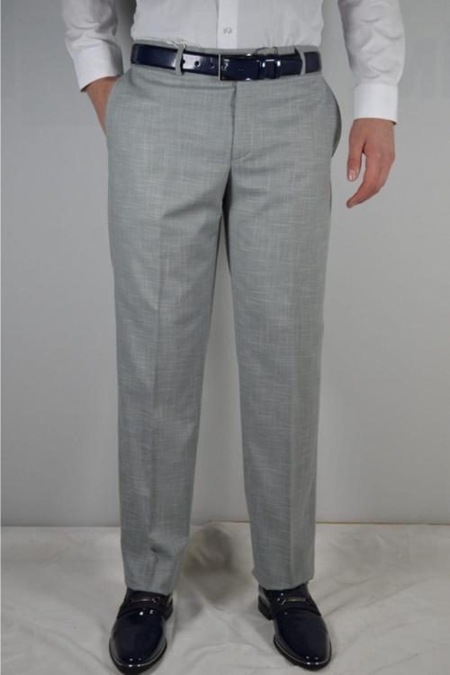 Erkek Gri Klasik Keten Desenli Leros Kumaş Pantolon