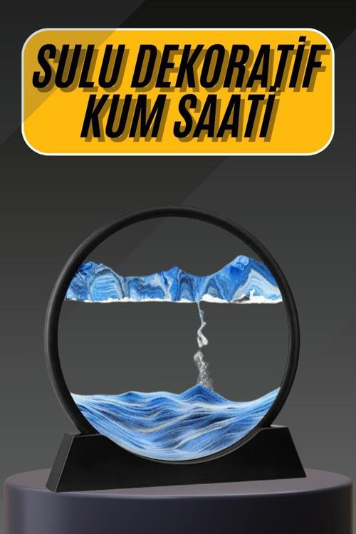 3D Led Işıklı Kum Saati Gece Lambası Hareketli Sulu Kum Saati Dekoratif