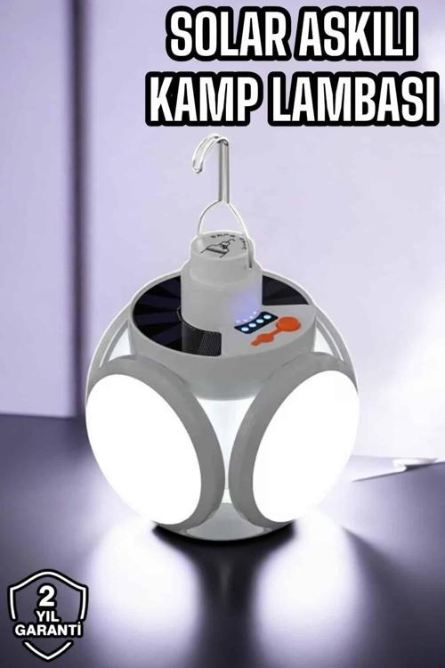 Güneş Enerjili Solar Aydınlatma Kamp Çadır Lambası Şarjlı Ampül Led Şarjlı El Feneri Işıldak