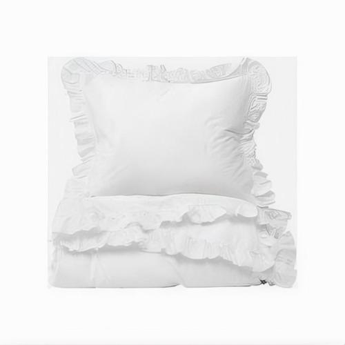 Beyaz fırfırlı çift kişilik nevresim takımı