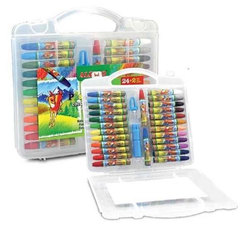 Yağlı Pastel Boya 24+2 Renk Plastik Çantalı