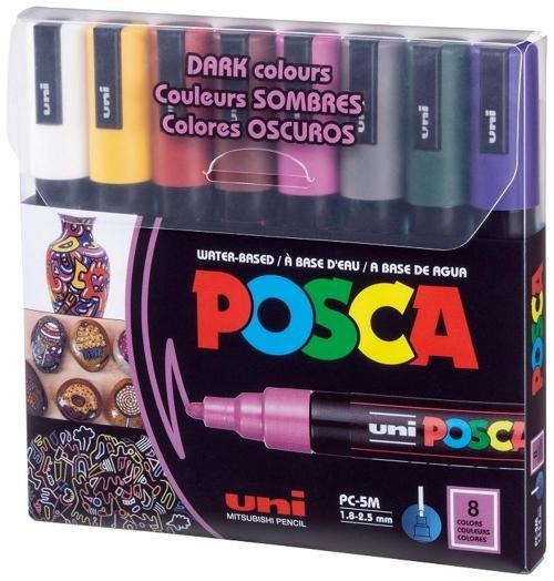 Posca PC-5M 1.8-2.5 Su Bazlı Boyama Markörü Seti Koyu Renkler 8 RENK