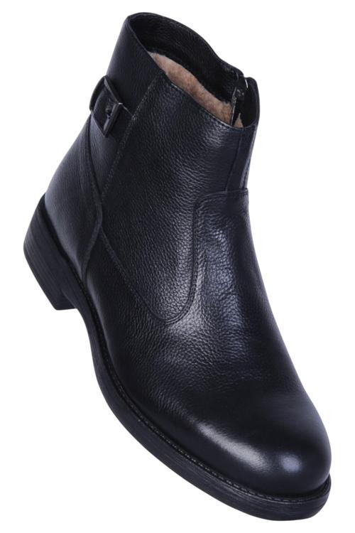 02386 Siyah Erkek Deri Kürklü Bot