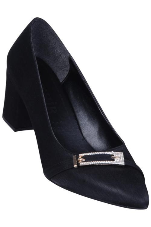 Nhr3 Siyah Saten Kadın 8Cm Topuklu Ayakkabı