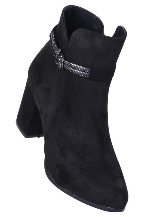 By17 Süet Siyah Ayışığı Kadın 10Cm Topuklu Bot