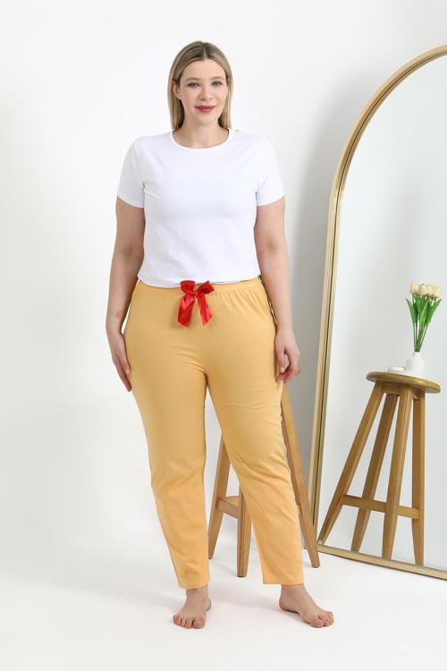 Kadın Pamuklu Büyük Beden Alt Pijama 27559 Sarı