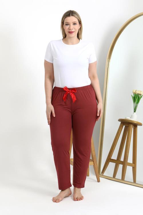Kadın Pamuklu Büyük Beden Alt Pijama 27559 Yavruağzı