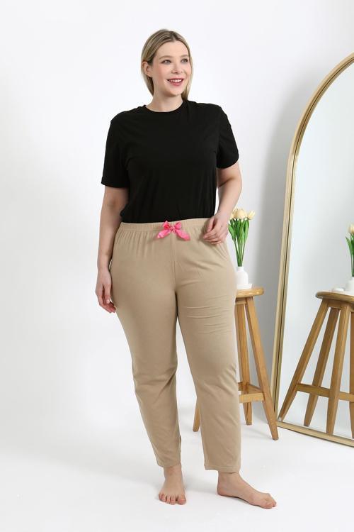 Kadın Pamuklu Büyük Beden Alt Pijama 27559 Bej