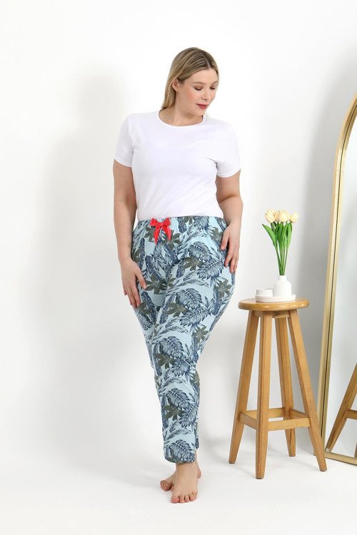 Kadın Pamuklu Büyük Beden Alt Pijama 27558 Mavi