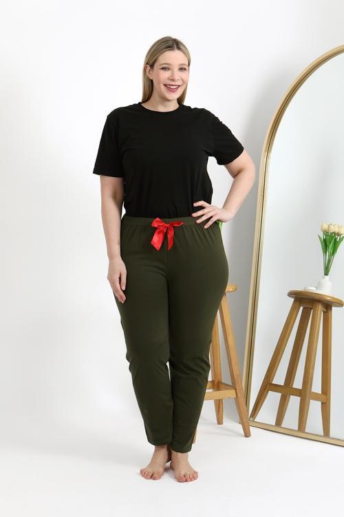 Kadın Pamuklu Büyük Beden Alt Pijama 27559 Haki