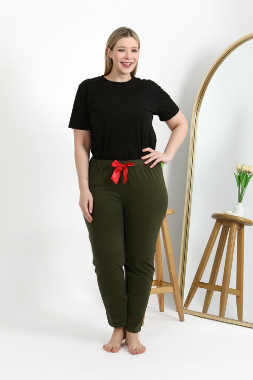 Kadın Pamuklu Büyük Beden Alt Pijama 27559 Haki