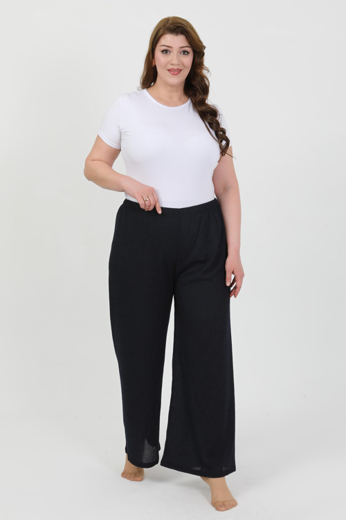 Kadın Büyük Beden Bürümcük Pantolon 210076 Lacivert