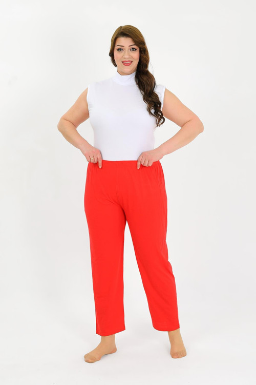 Kadın Pamuklu Büyük Beden Alt Pijama Kırmızı 27560