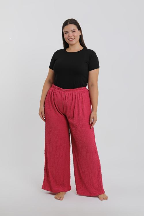 Kadın Büyük Beden Mercan Rengi Rahat Kesim Baggy Tek Alt