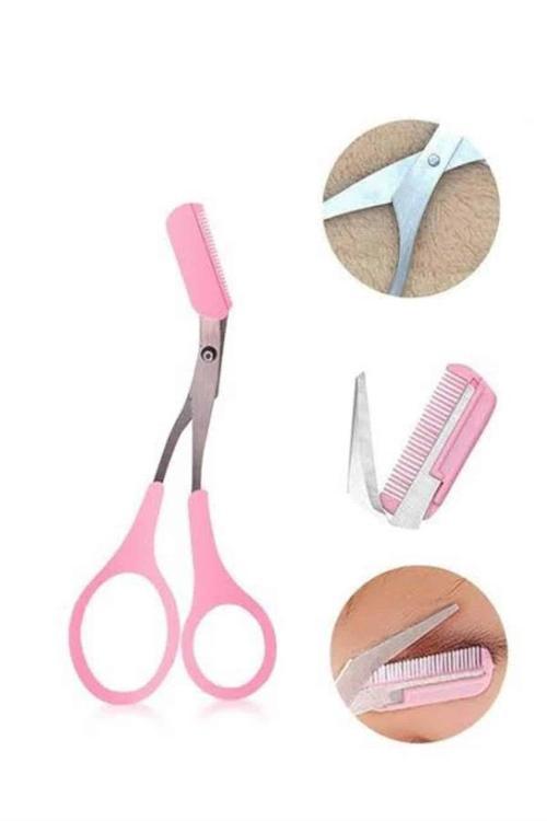 Taraklı Kaş Bıyık Makası Ve Kaş Ustura Seti Kaş Bıyık Tüy Alma Epilasyon Aleti 2'li Set