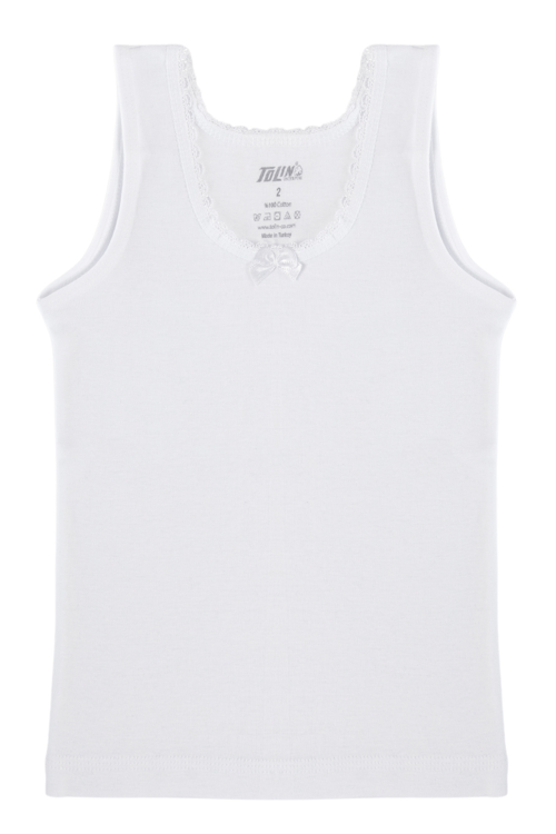 3 Lü Paket %100 Pamuk Kız Çocuk Geniş Askılı Atlet 1411