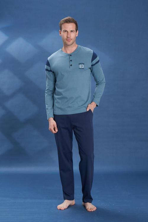 Erkek Penye Süprem Genç Önü Patlı Pijama Takımı | Yeşil 2101