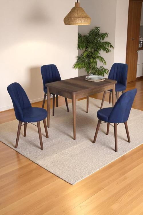 4 Kişilik Sabit Masa Sandalye Takımı 70X110 Cm Mutfak Masası Takımı Yemek Masası Masa Takımı