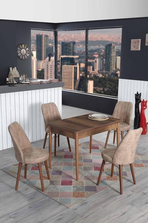 4 Kişilik Sabit Masa Sandalye Takımı Mutfak Masası 70X110