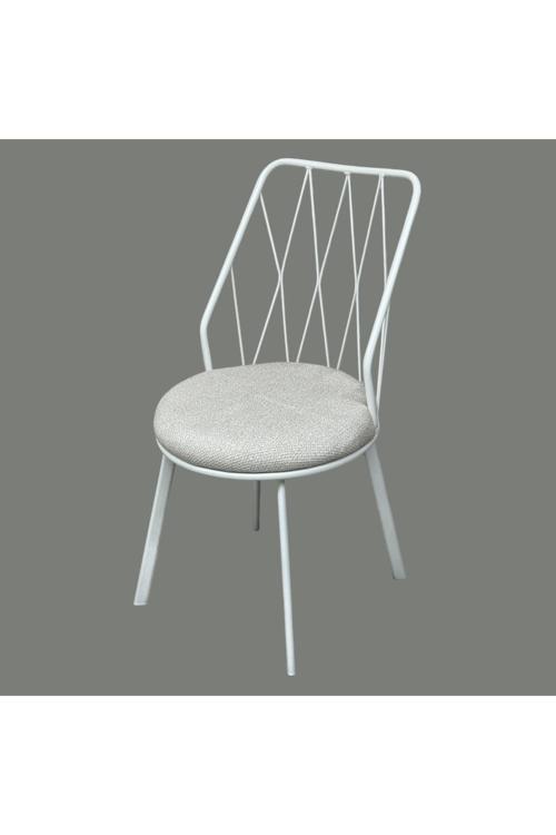 6 Adet Beyaz Yıldız Metal Tel Sandalye Mutfak Cafe Sandalyesi