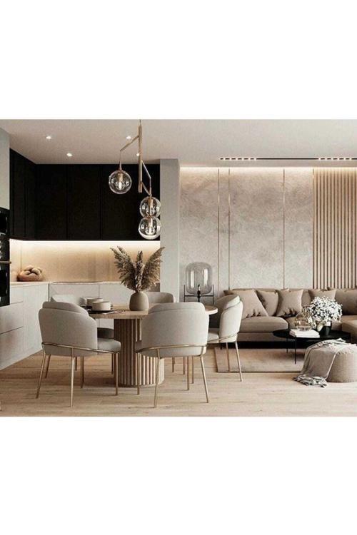 4'Lü Gold Mutfak Sandalyesi Salon Sandalyesi Yemek Odası Sandalyesi 4 Adet Sandalye Baby Face