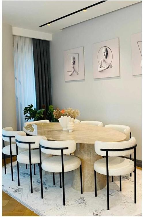 6'Lı Teddy Sandalye Mutfak Sandalyesi Salon Sandalyesi Cafe Restaurant Sandalyesi