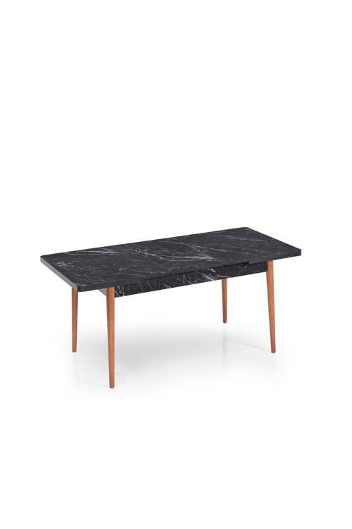 Kelebek Açılır Mutfak Masası Yemek Masası Mermer Siyah